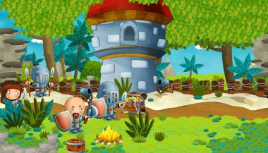 Çocuklar için çizgi film - vahşi adada korsanlar - illüstrasyon