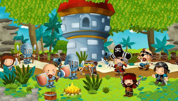 Knights ve korsanlar savaşmaya hazırlanıyor 