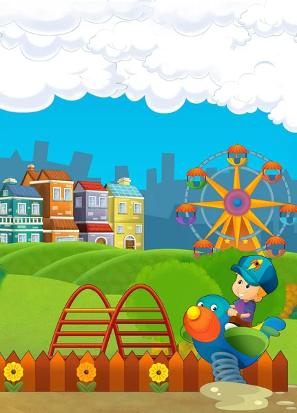 Oyuncak uçağa oynayan çocuk 