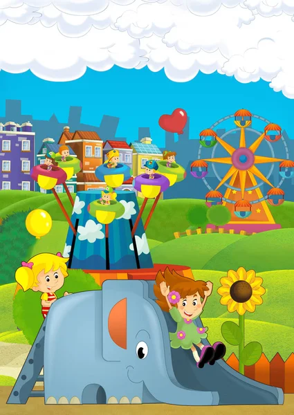 Kinder auf Spielplatz Illustration — Stockfoto