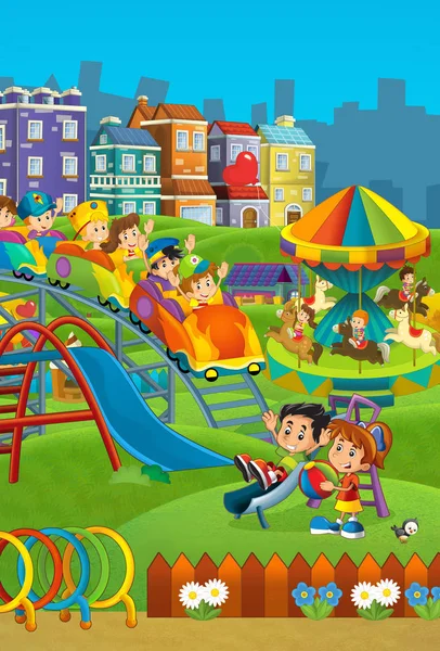 Barn på lekplats illustration — Stockfoto
