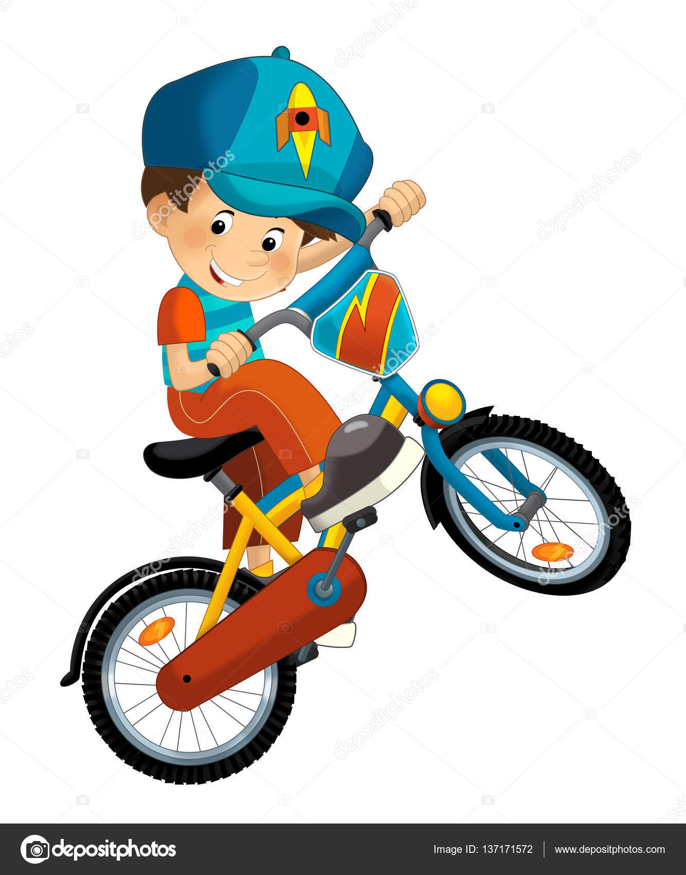 Cartoon boy on the bicycle Stock Photo by ©illustrator_hft 137171572