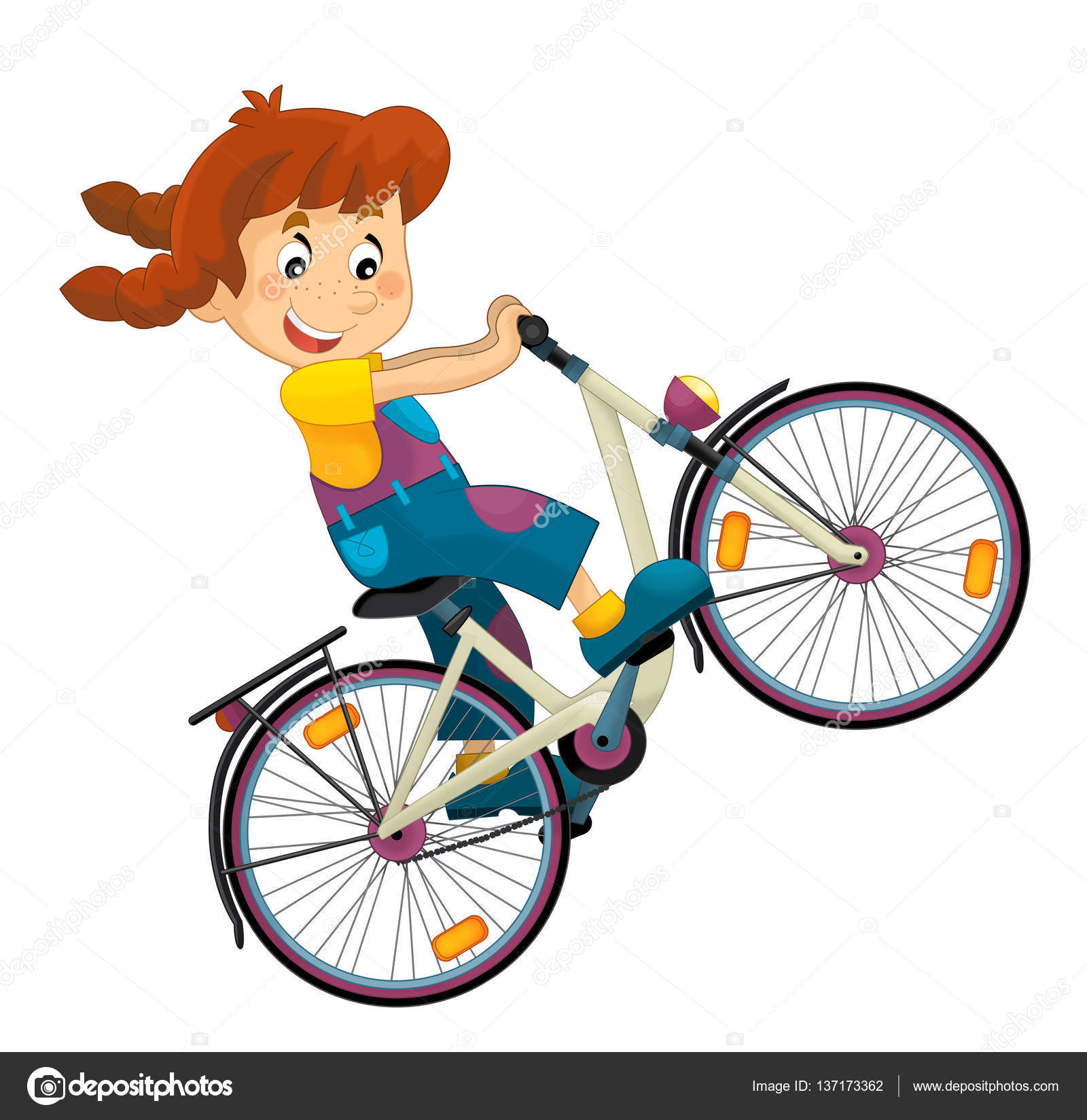 Cartoon Junge Auf Dem Fahrrad Isoliert Illustration Für