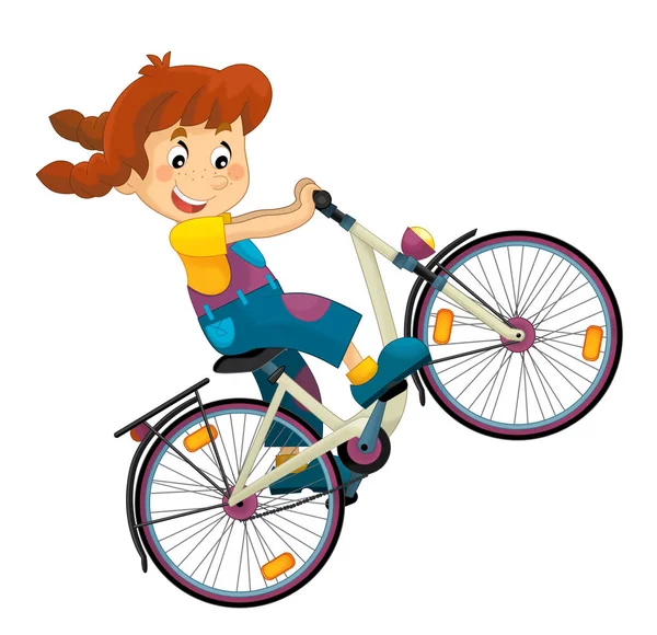 Dessin Animé Sur Vélo Isolé Illustration Pour Enfants — Photo