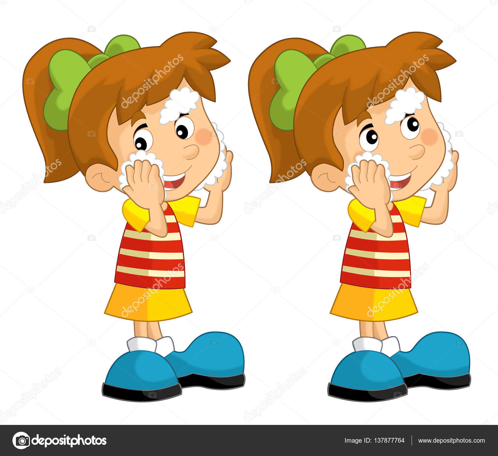 Young girls standing and washing up face Stock Photo by ©illustrator_hft  137877764