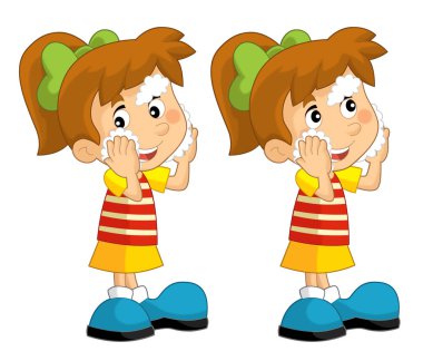 ayakta ve yüzünü yıkama genç kız 