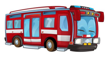İzole karikatür firetruck- 