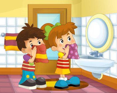 Çizgi film çocuklar banyo 