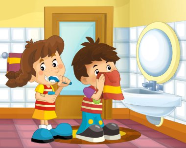 Çizgi film çocuklar banyo 