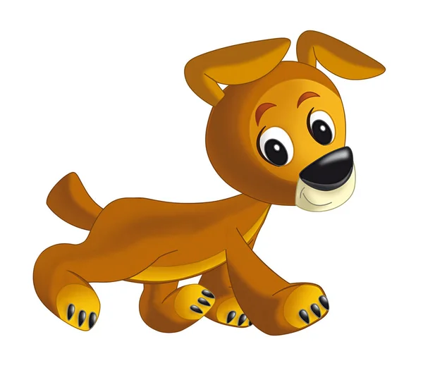 Zeichentrickfilm glücklicher Hund springt und sieht - künstlerischer Stil - isoliert - Illustration für Kinder — Stockfoto
