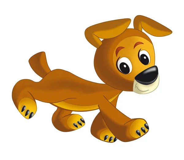Desenhos Animados Cão Feliz Está Correndo Olhando Isolado Ilustração Para — Fotografia de Stock