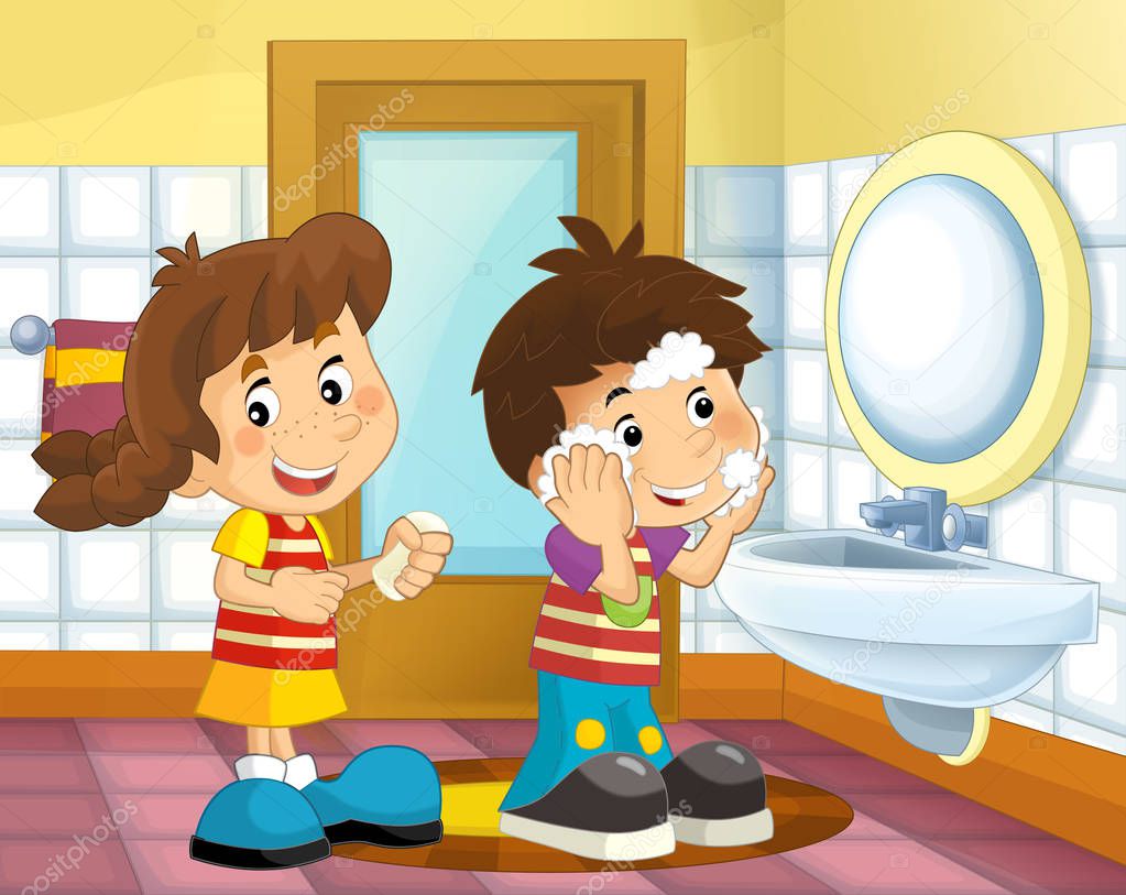 Illustrazione stock Bambini dei cartoni animati in bagno di  ©illustrator_hft #140858160, image size:1023x813