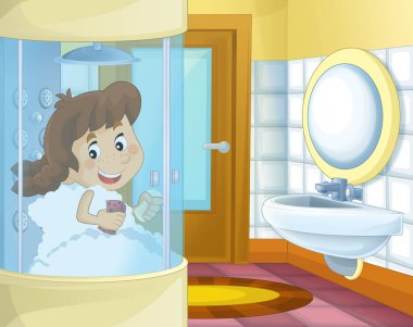 Çizgi film kız banyoda 