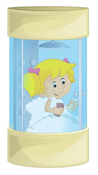 Karikatura dívka v koupelně — Stock fotografie
