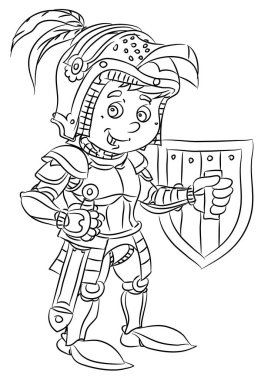 çizgi film Ortaçağ Şövalyesi veya asker 