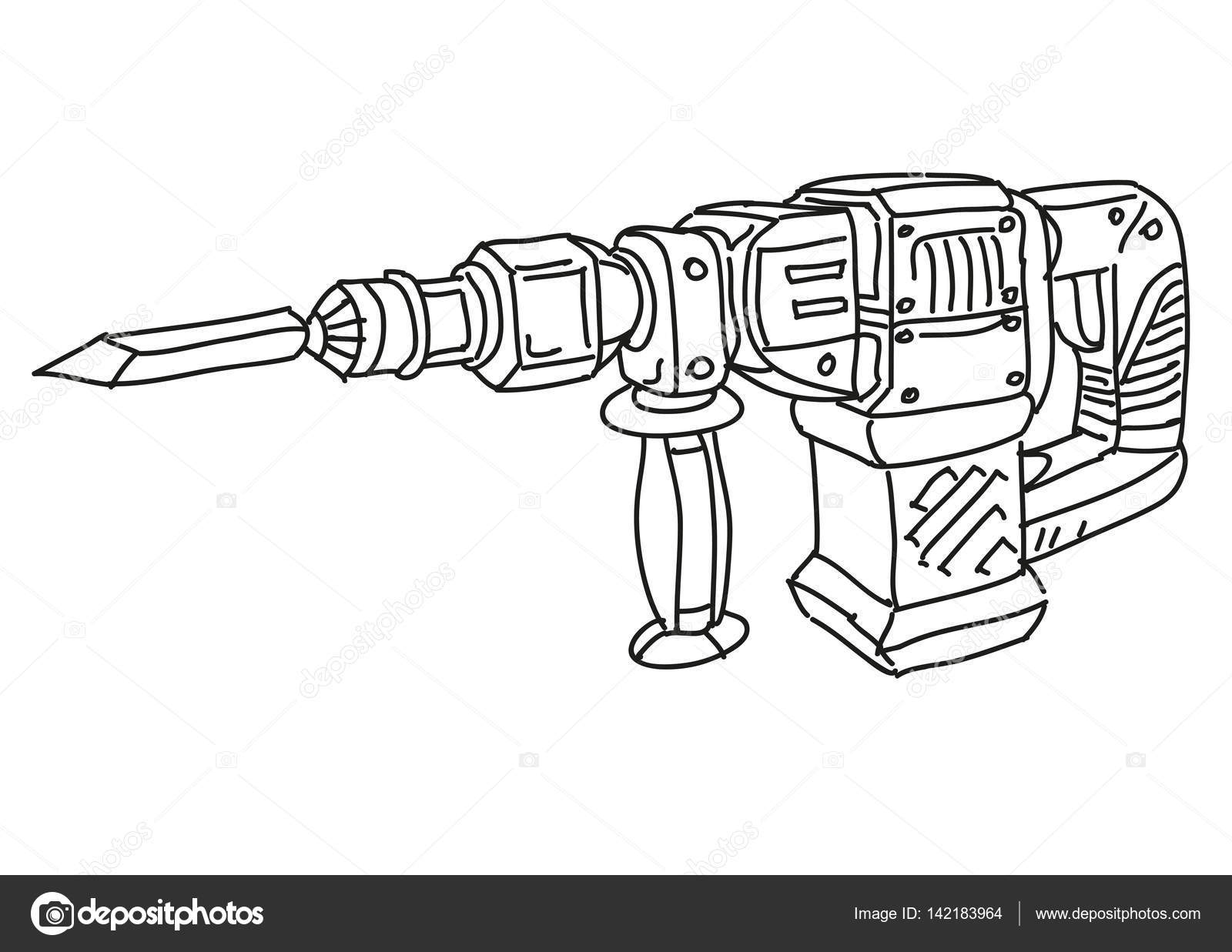 Cartoon Elektrische Hamer Boor Stockvector Illustratorhft