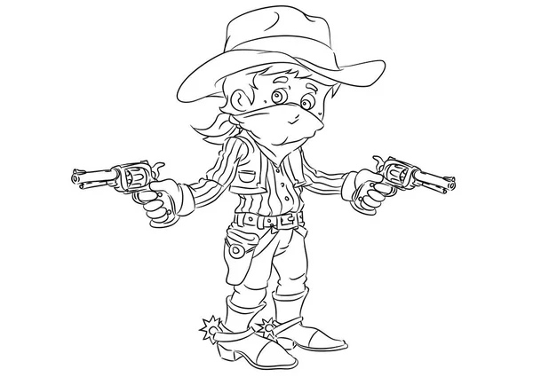Щасливий ковбойський бандит, що стоїть зі зброєю — стоковий вектор