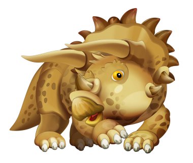 karikatür mutlu dinozor triceratops