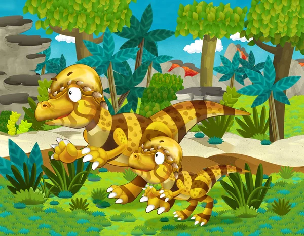 Cartoon glückliche Familie der Dinosaurier — Stockfoto