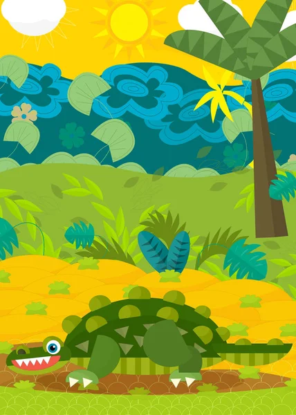 Desenho animado dinossauro ilustração para crianças — Fotografia de Stock