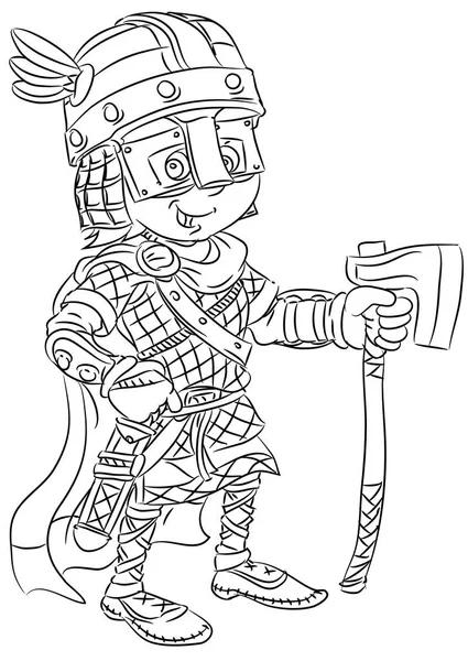 Soldat viking vechi în pagina de colorat — Vector de stoc