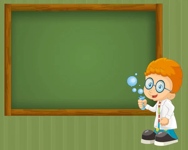 Kind met plezier met buis van de wetenschap in de klas — Stockfoto