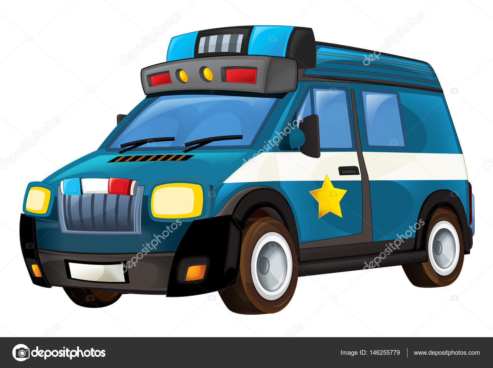 Police Car Cartoon Stok Foto