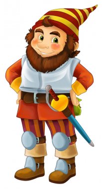 Karikatür mutlu cüce savaşçı