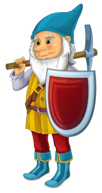 Karikatür mutlu cüce savaşçı