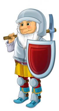 Karikatür mutlu cüce savaşçı