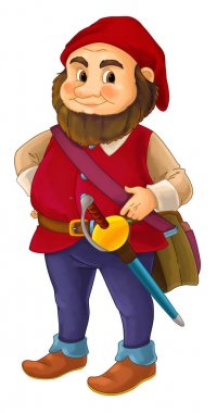 Karikatür mutlu cüce savaşçı