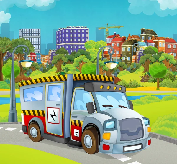 Cartoon-Fahrzeug elektrisch Auto in der Nähe des Parks — Stockfoto