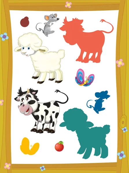 Fazenda animais diferentes - jogo com formas — Fotografia de Stock