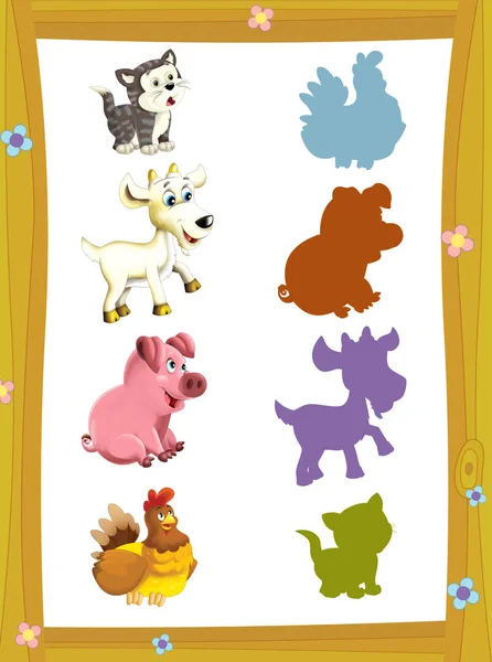 农场不同的动物-游戏与形状 — 图库照片
