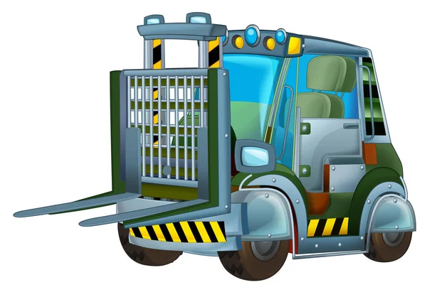 Cartoon military forklift isolated car — Stock Photo, Image