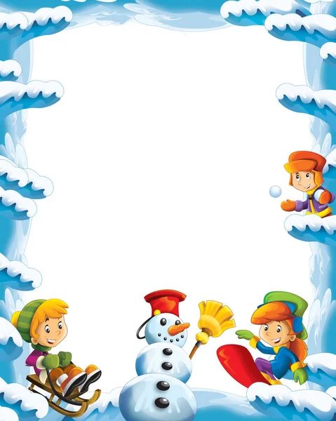 Cartoon snow and ice frame for different usage — Stock Photo, Image
