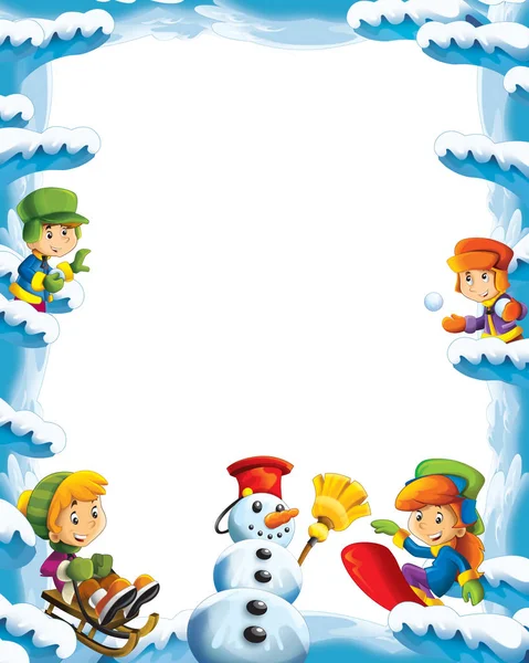 Cartoon snow and ice frame for different usage