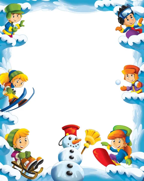 Cartoon snow and ice frame for different usage
