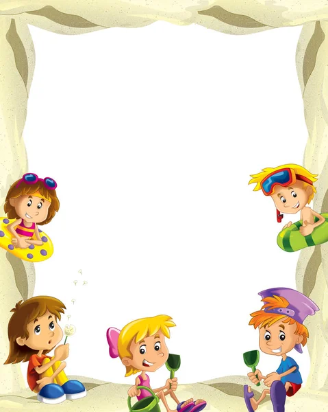 Cartoon zand frame met kinderen — Stockfoto