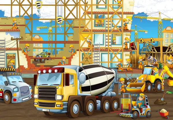 工事用重機械と労働者 — ストック写真