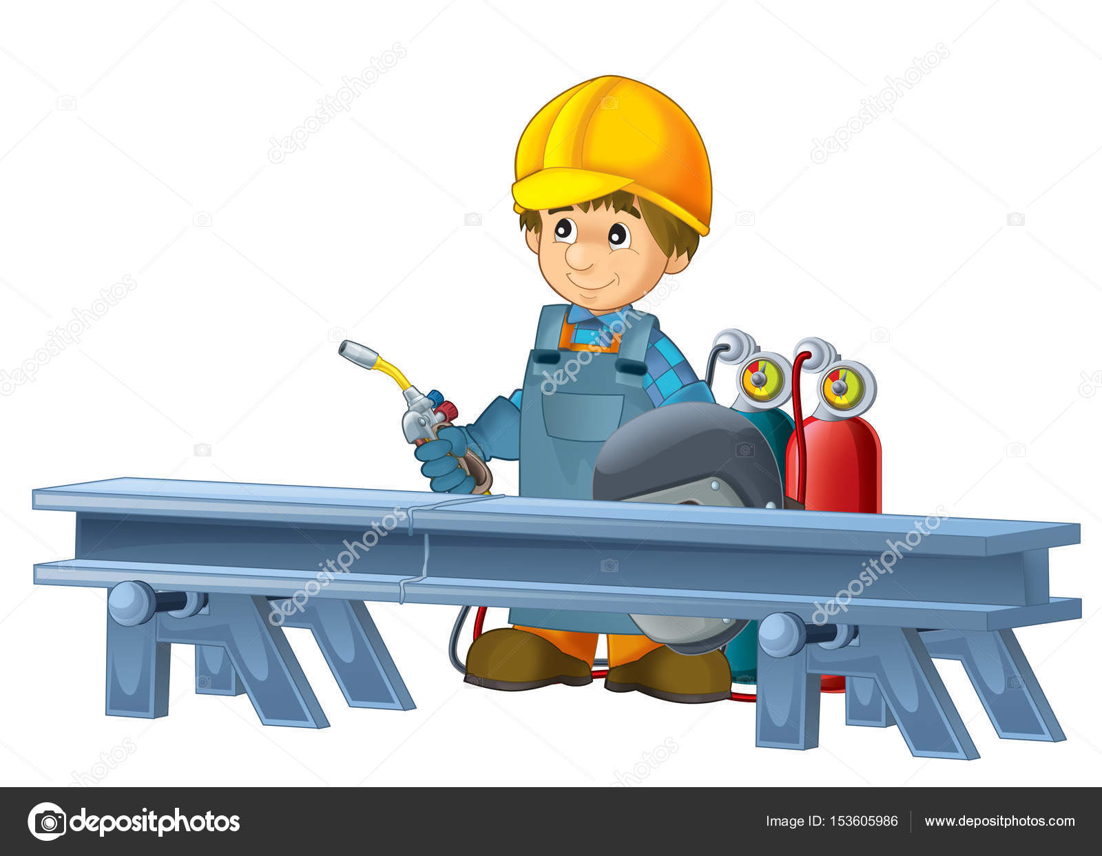 Trabajador de construcción en frente de viga de acero Ilustración de stock  #153605986 de ©illustrator_hft, image size:1600x1243