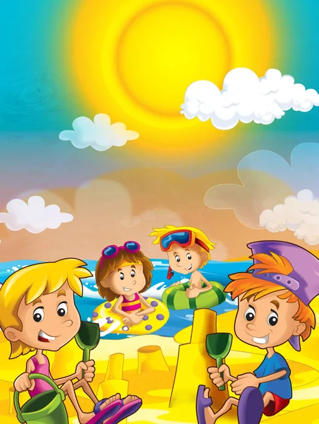 Playa de dibujos animados: imágenes, fotos de stock libres de derechos