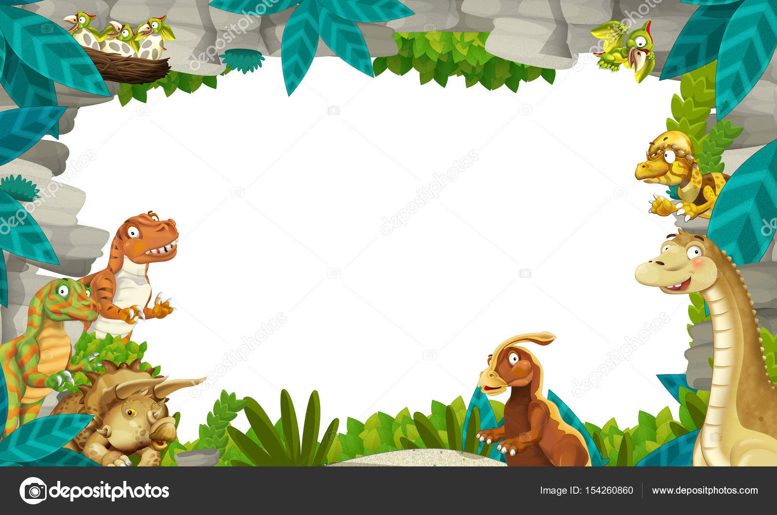 Quadro Decorativo dinossauro Desenho animado infantil dinossauros