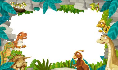 Çizgi film Tarih öncesi doğa çerçeve dinozorlar ile