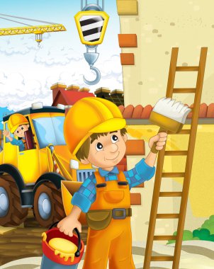 İnşaat site farklı işçilerin işlerini yapma