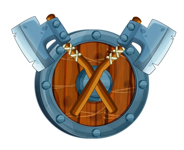 Crossed axes on a shield — Stock Photo, Image