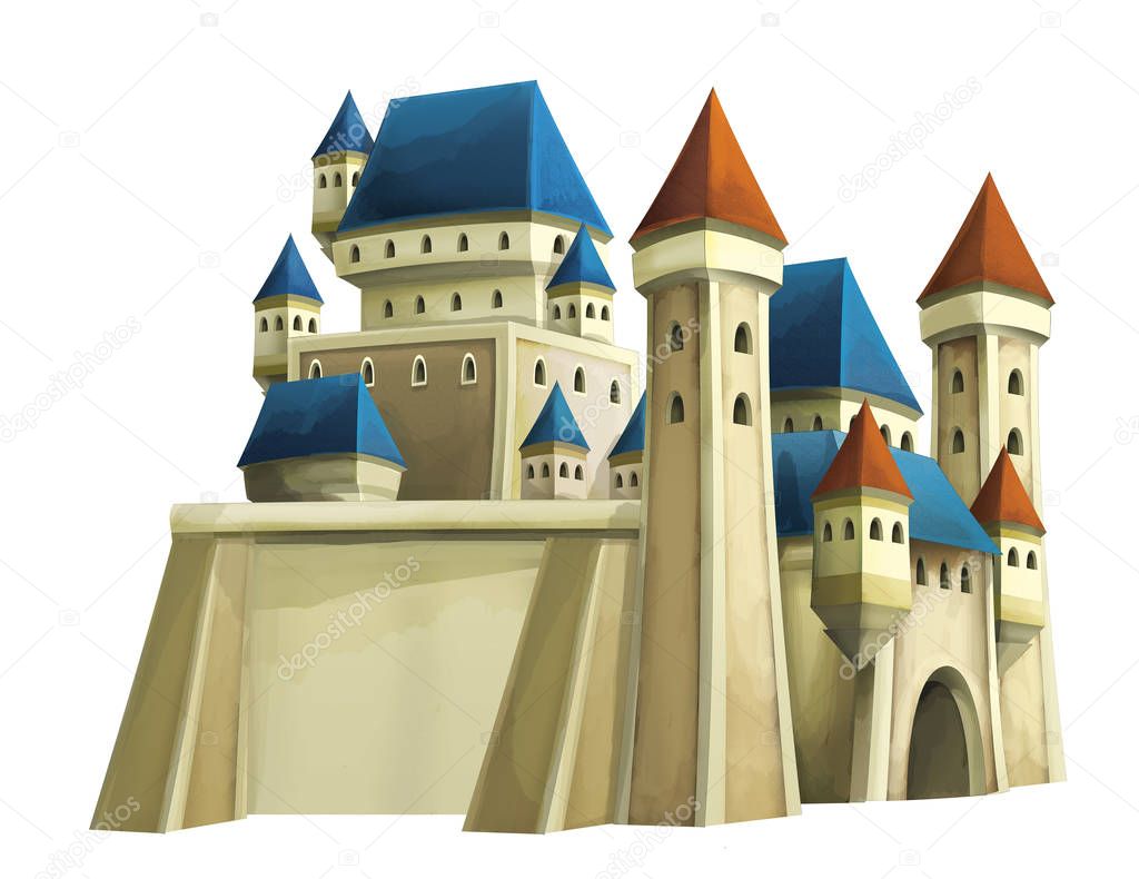 cartoon castle on white background 