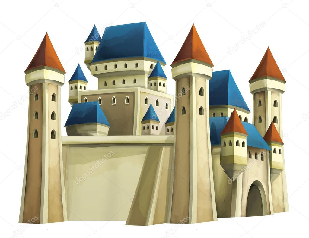 cartoon castle on white background