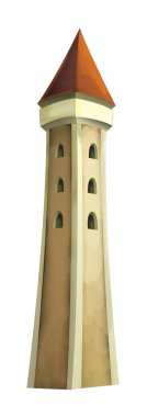 Kale kulesi ile Karikatür masal sahnesi - çocuklar için illüstrasyon