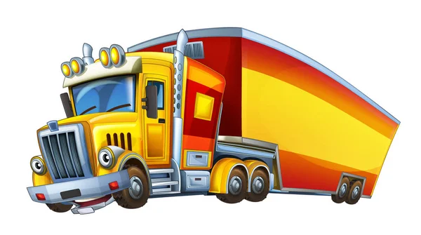 Caminhão de carga dos desenhos animados com reboque — Fotografia de Stock